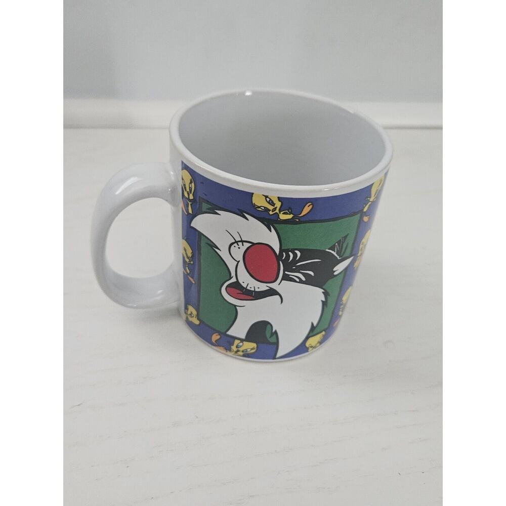 Vtg Sakura Looney Tunes Sylvester Cat Tweety Bird Coffee Mug Frenemies Green